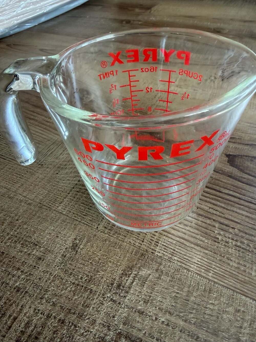Vintage Pyrex 516 Measuring Cup 2 Cup Red Lettering Corning NY USA